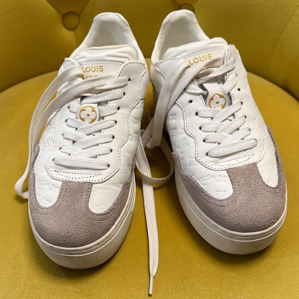 White and Tan Sneakers leather and suede